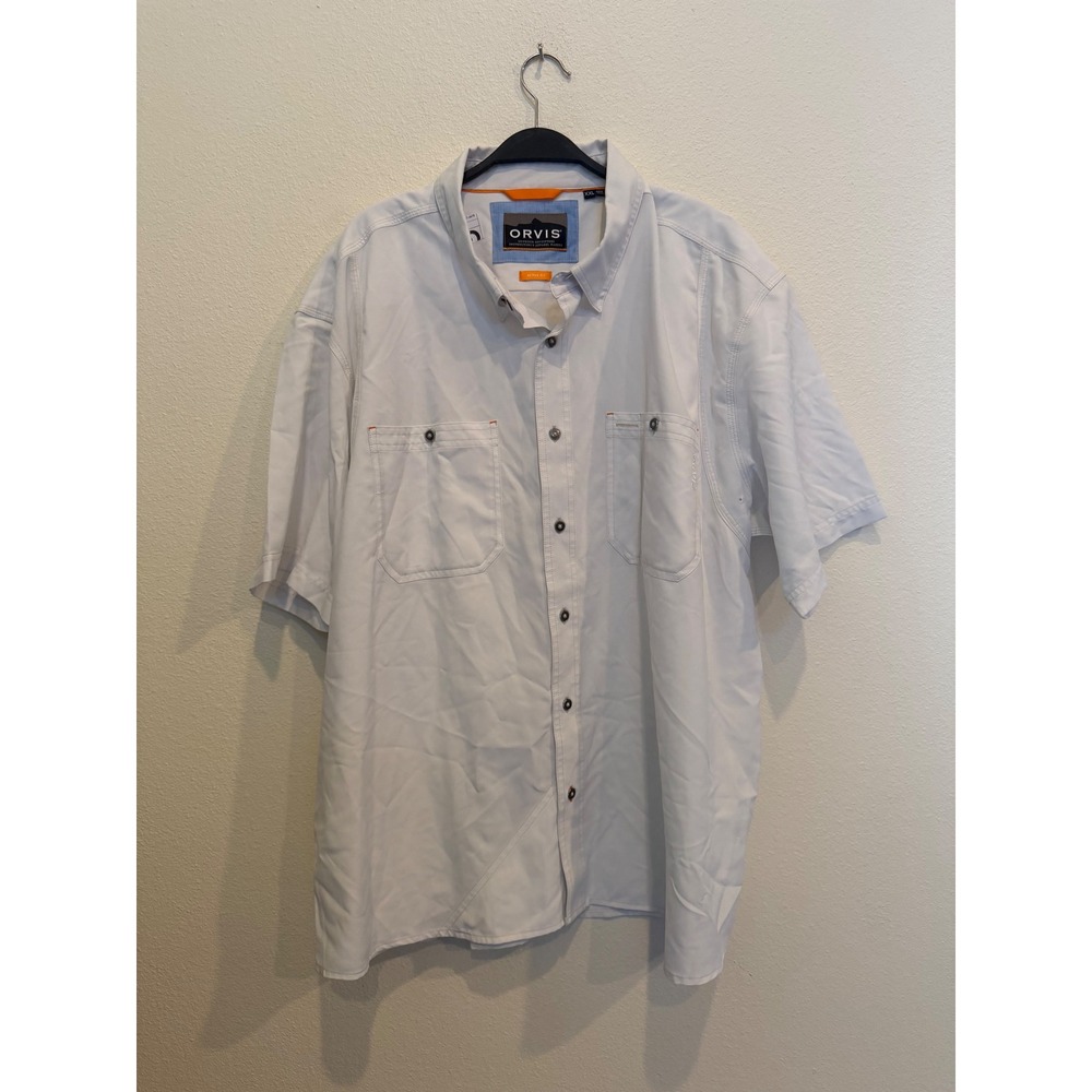 Orvis Mens XXL White Active Fit Short Sleeve Button Down Fishing Hiking Shirt